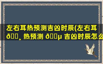 左右耳热预测吉凶时辰(左右耳 🌸 热预测 🌵 吉凶时辰怎么看)